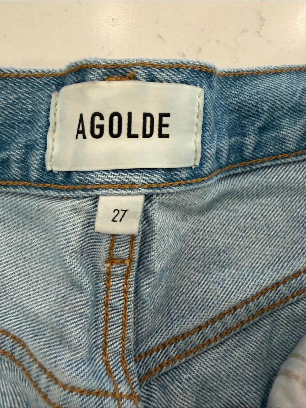 Agolde Dame Short High Rise Baggy mid length Size 27 light  denim - Picture 6 of 7